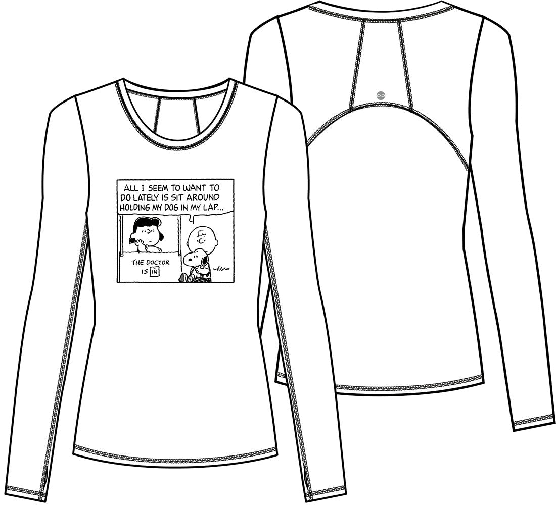 Therapy Beagle Cherokee Infinity Peanuts Underscrub Knit Tee CK761 PNTB - Scrubs Select