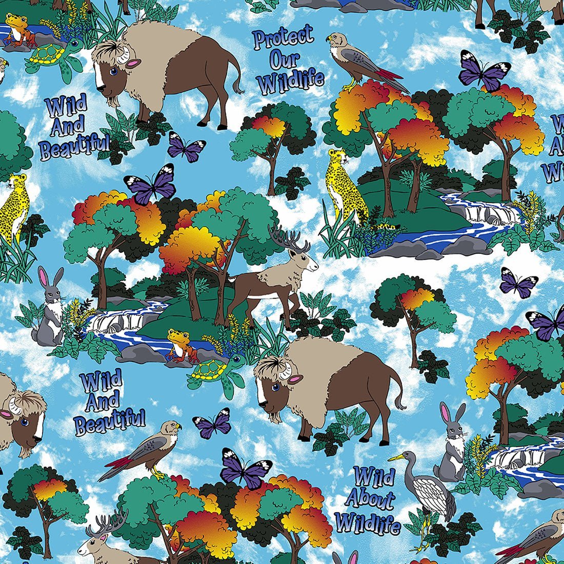 Wildlife Animal Cherokee Print V Neck Scrub Top CK637 WLSC - Scrubs Select