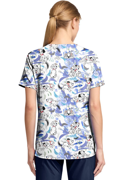 101 Dalmatians Tooniforms Licensed Disney V Neck Scrub Top TF797 DAAP - Scrubs Select