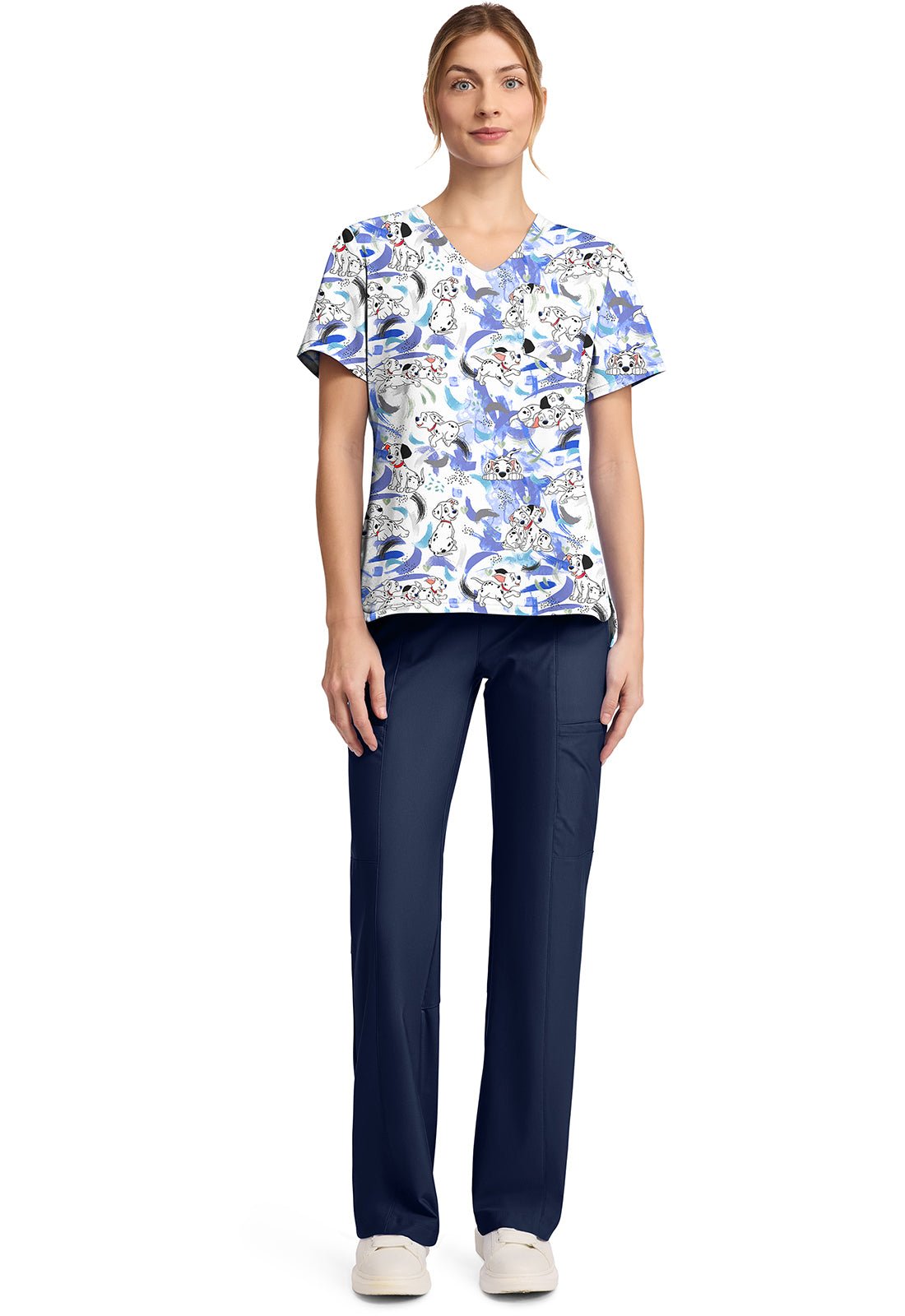 101 Dalmatians Tooniforms Licensed Disney V Neck Scrub Top TF797 DAAP - Scrubs Select