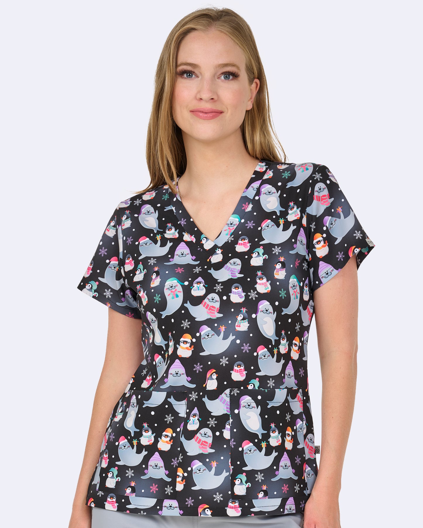 Arctic Friends Zavate Print Scrub V Neck Top 1054 ARFR