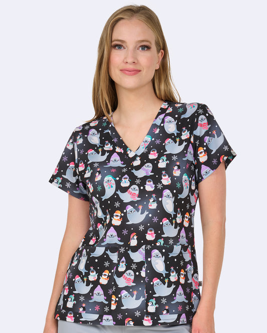 Arctic Friends Zavate Print Scrub V Neck Top 1054 ARFR