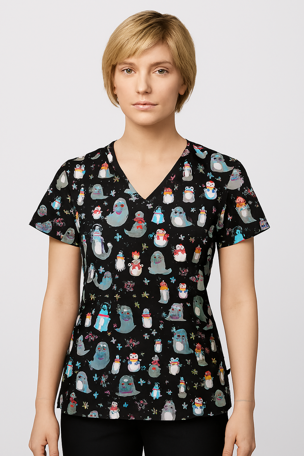 Arctic Friends Zavate Print Scrub V Neck Top 1054 ARFR