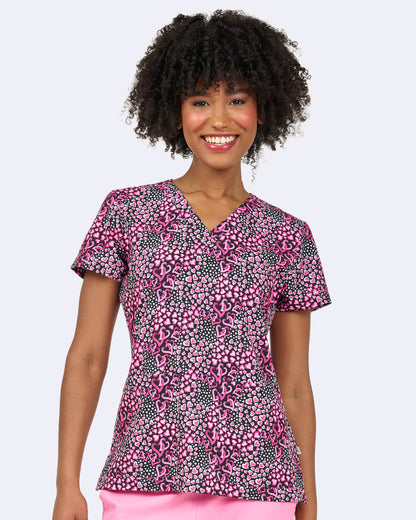 Endless Love Zavate Print Hearts Scrub V Neck Top 1054 ENLV
