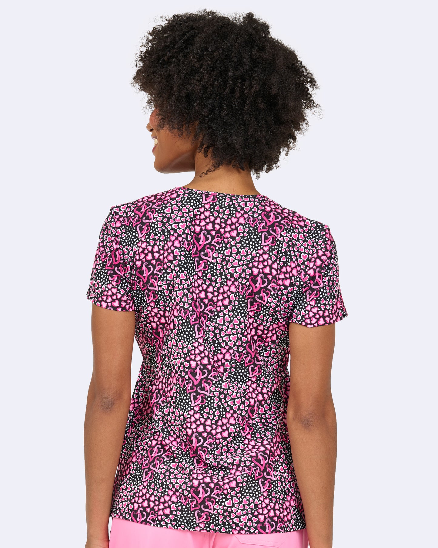 Endless Love Zavate Print Hearts Scrub V Neck Top 1054 ENLV