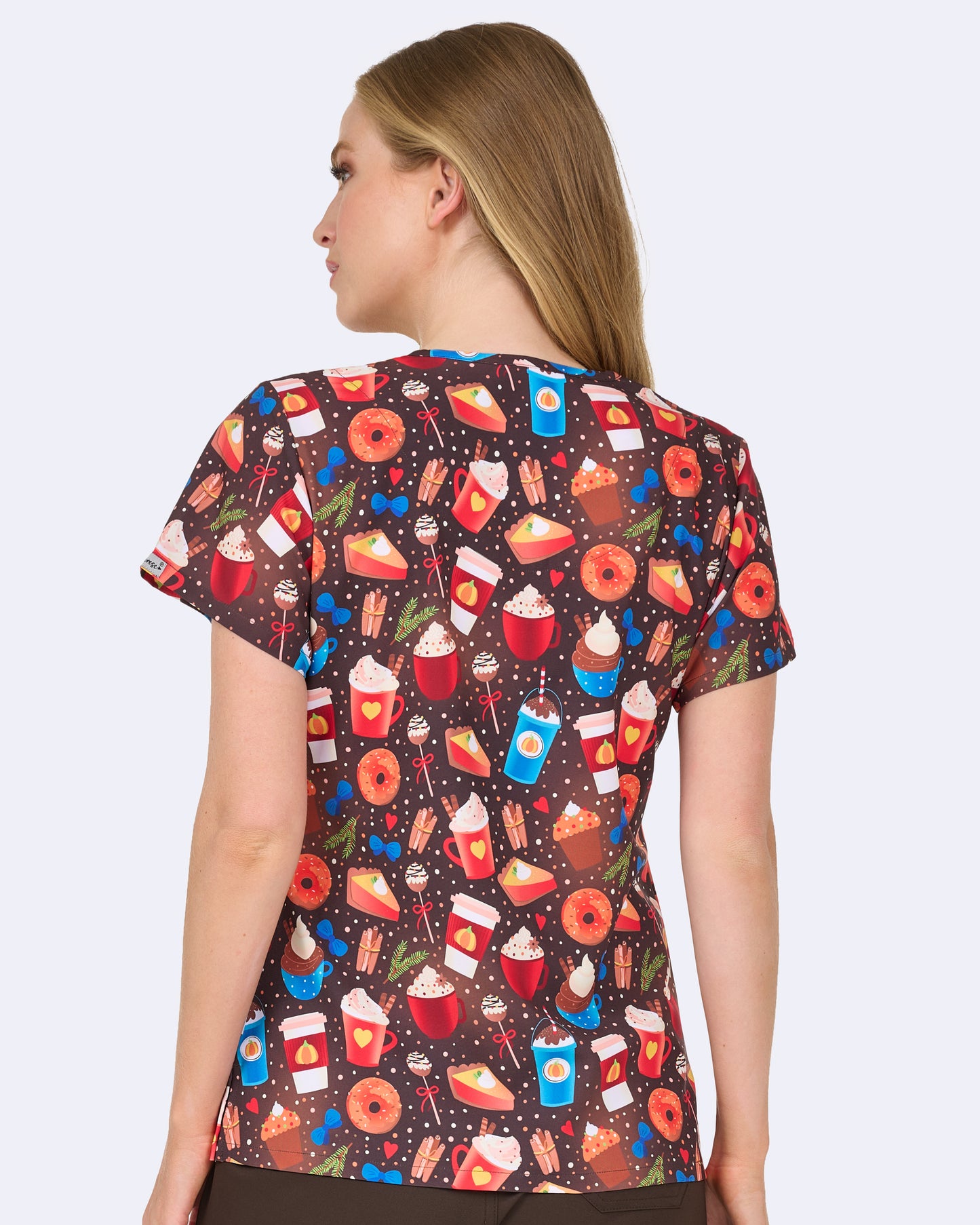 Feels Like Fall Zavate Print Scrub V Neck Top 1054 FEFL