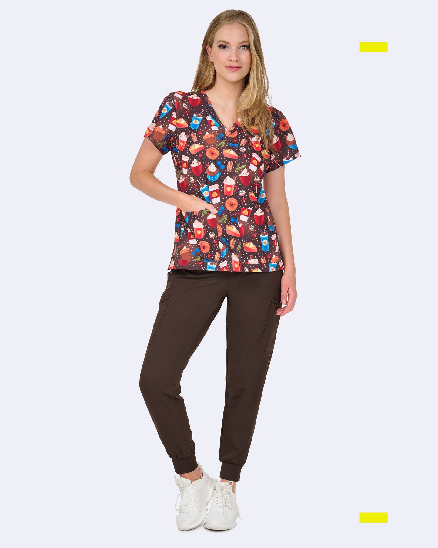 Feels Like Fall Zavate Print Scrub V Neck Top 1054 FEFL