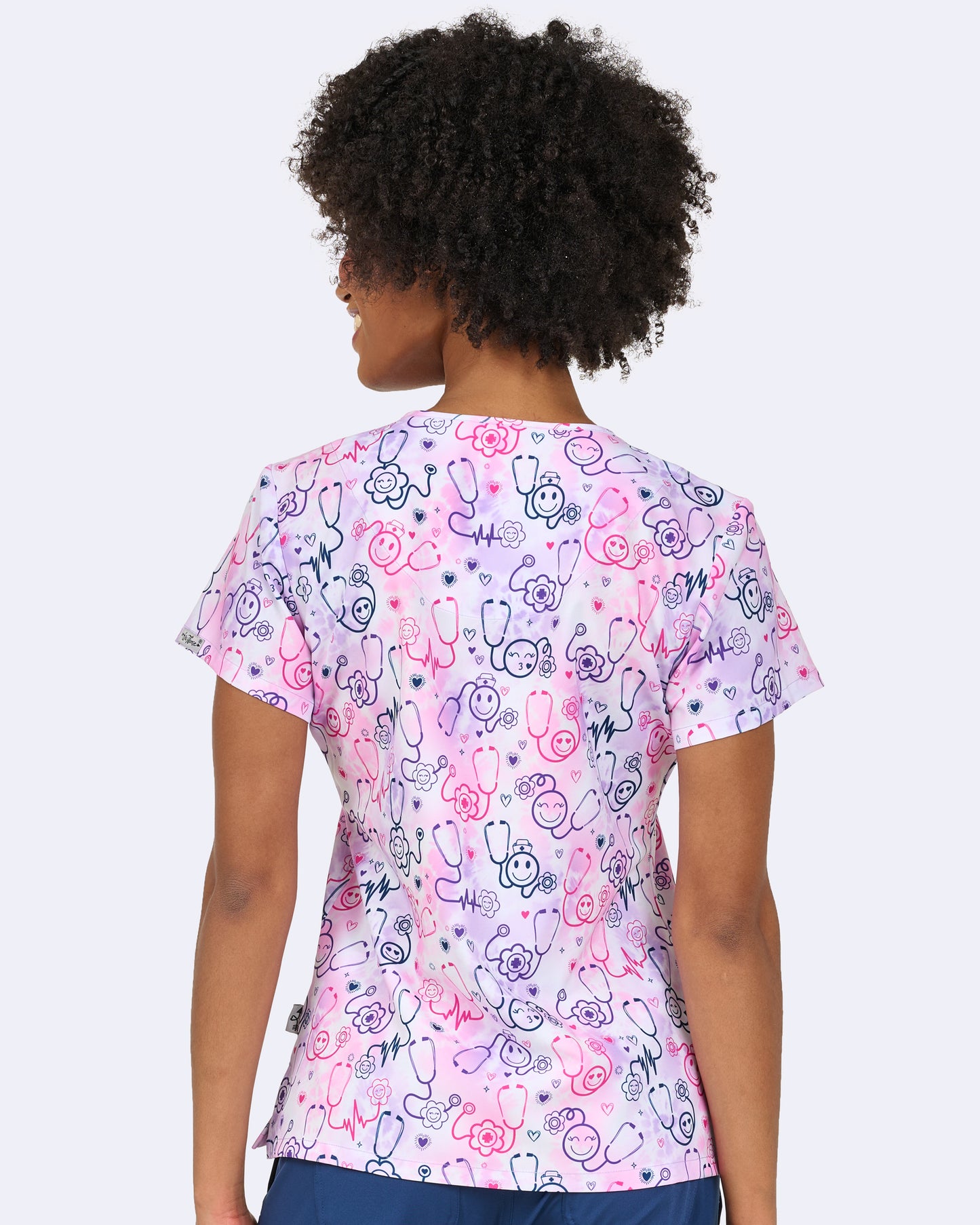 Happy Stethoscopes Zavate Print Hearts Scrub V Neck Top 1054 HPST