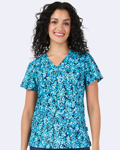Mosiac Mirage Zavate Print Scrub V Neck Top 1054 MSMG