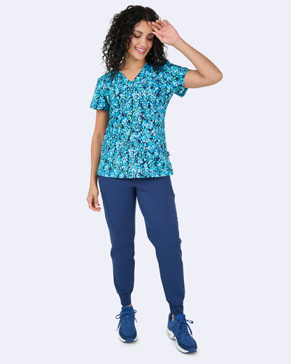 Mosiac Mirage Zavate Print Scrub V Neck Top 1054 MSMG
