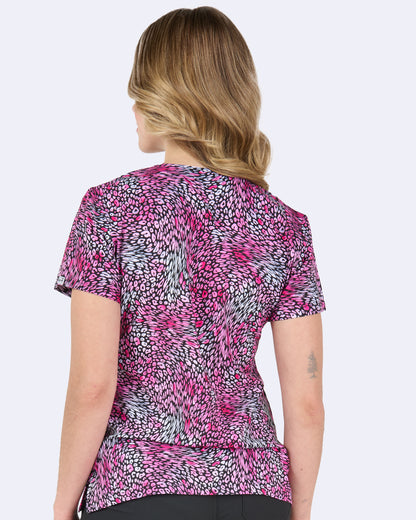 Pink & Wild Zavate Print Scrub V Neck Top 1054 PKWD
