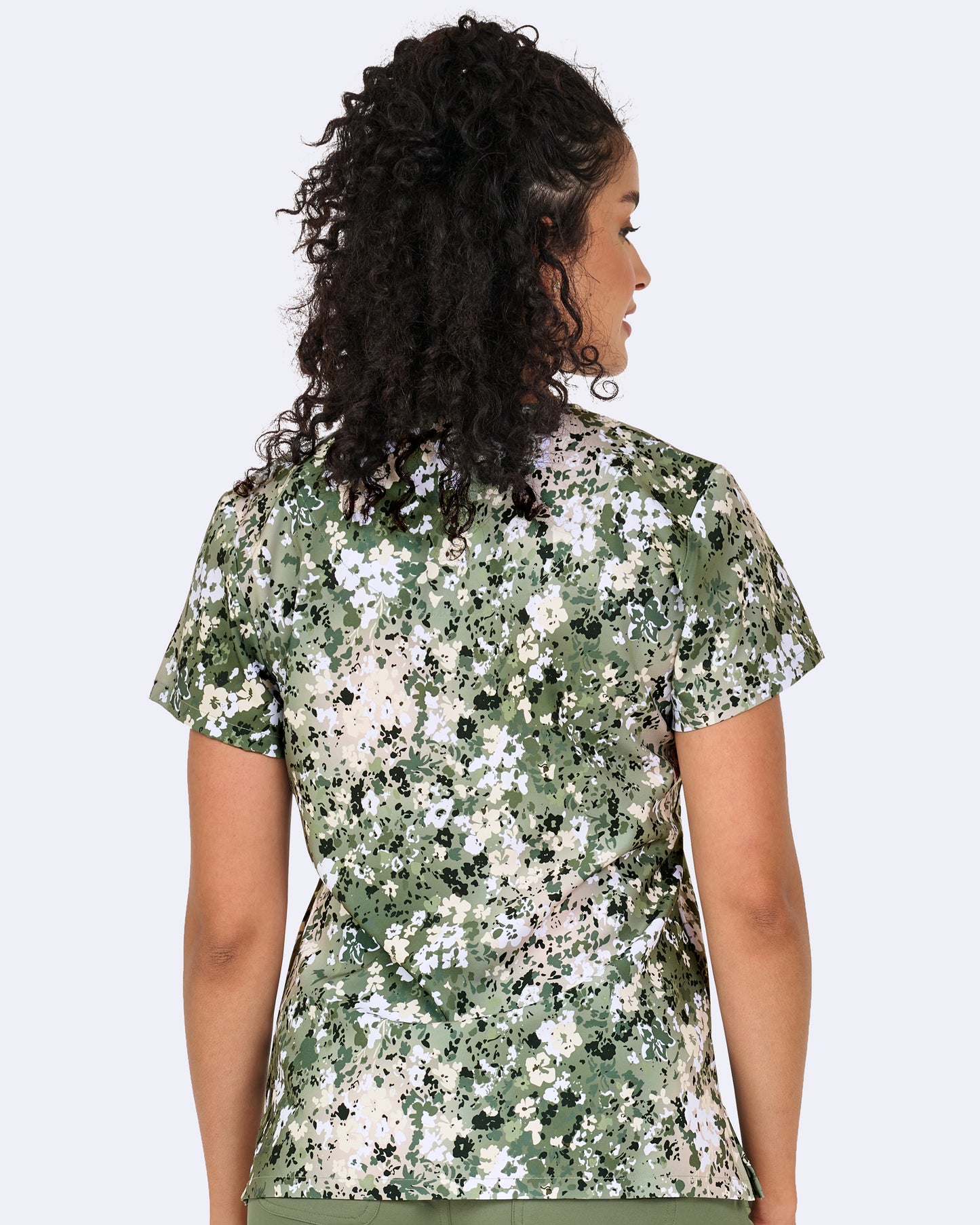 Splatter Posies Zavate Print Hearts Scrub V Neck Top 1054 SRPS