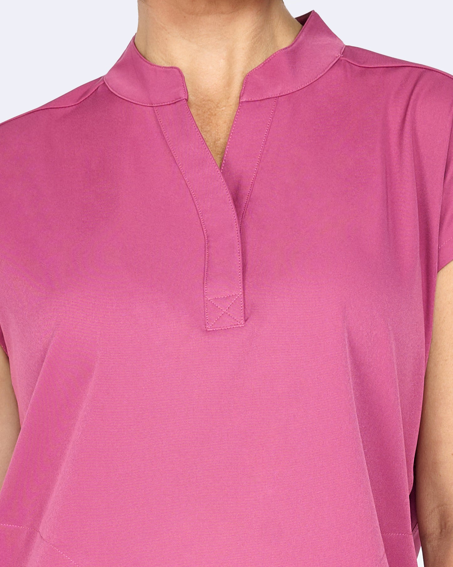Zavate Piper Tuck In Scrub Mandarin Collar Top 1176 Deep Rose