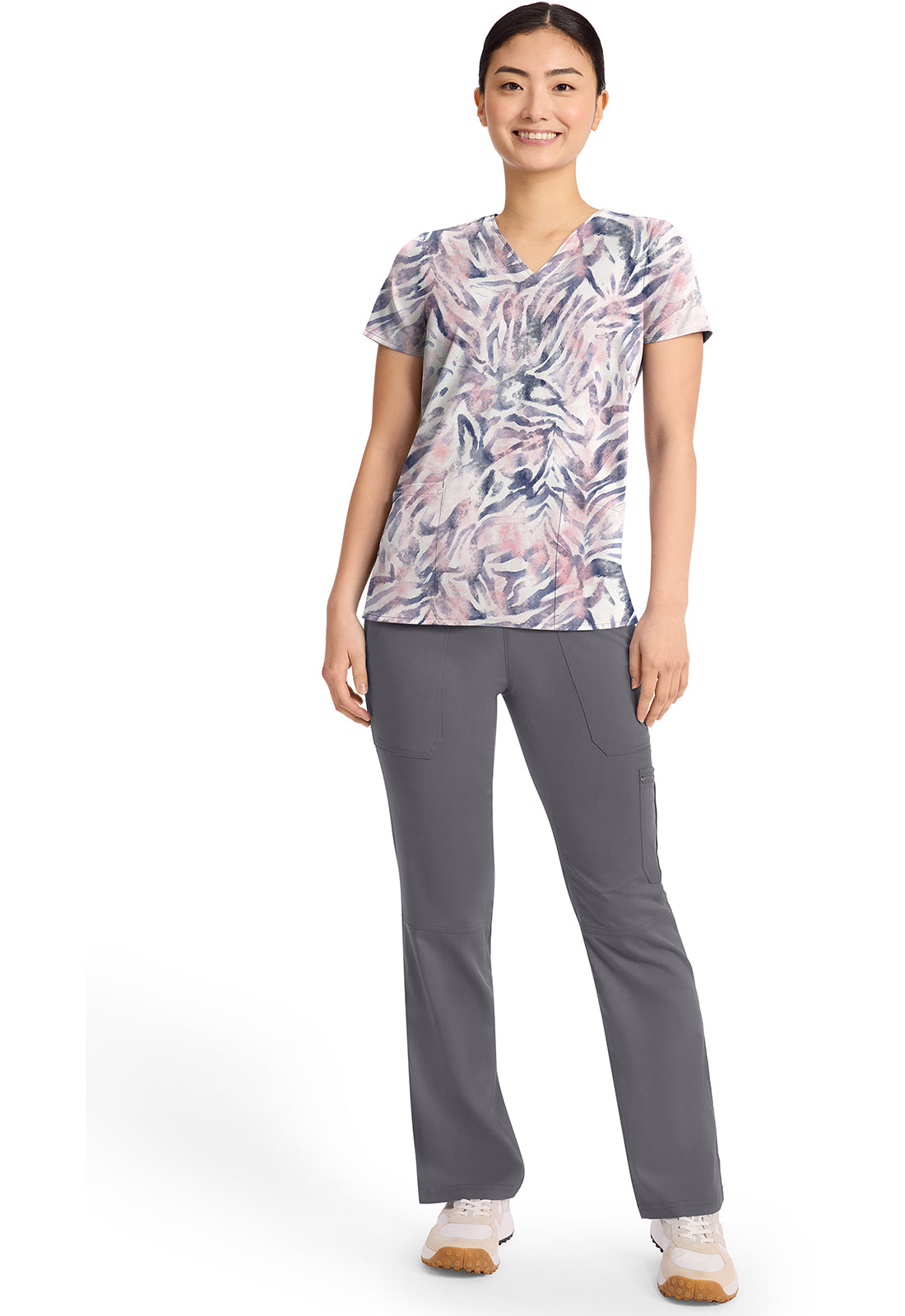 Serene Safari Healing Hands Amanda Print Scrub V Neck Top 2266 SRSF