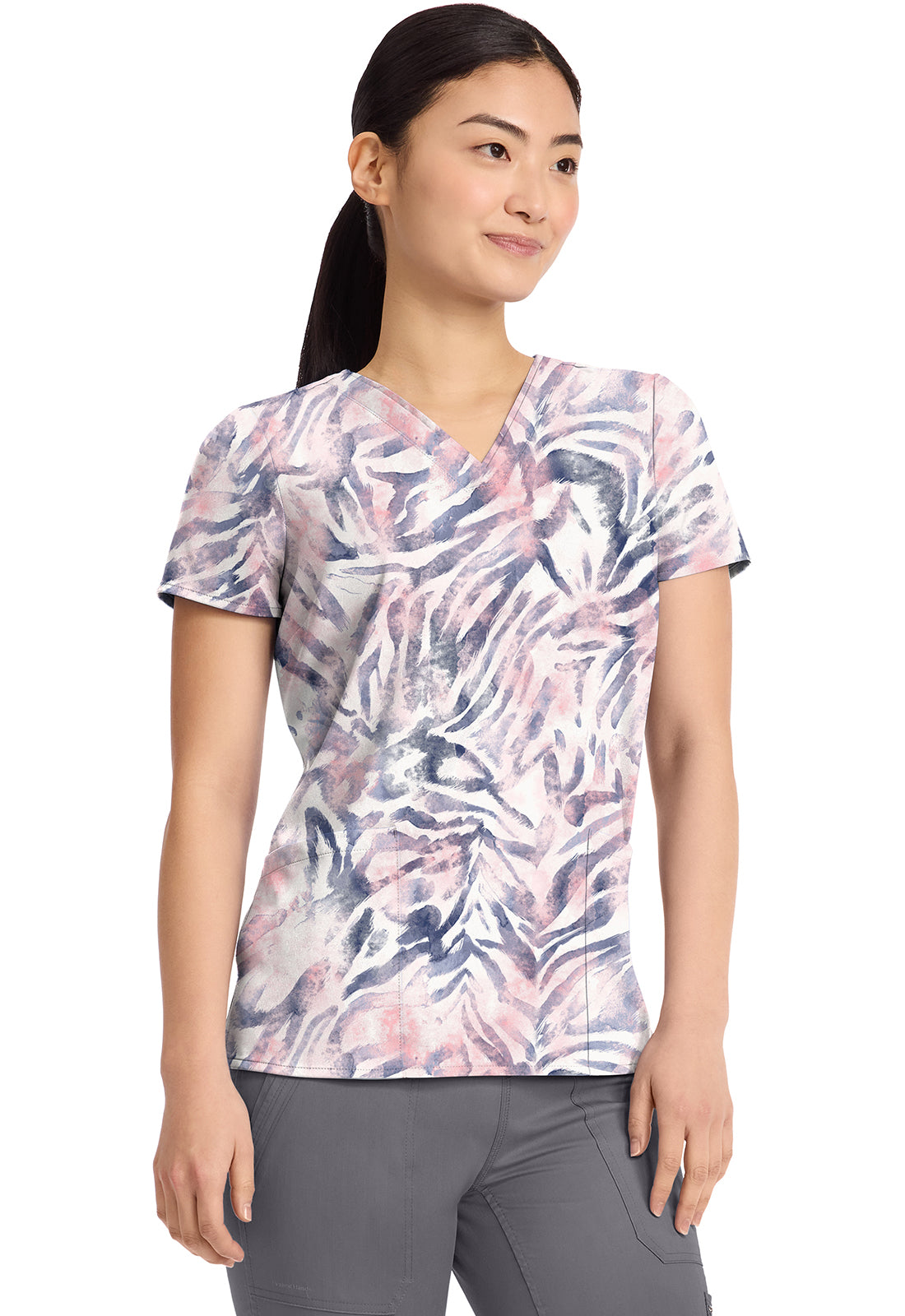 Serene Safari Healing Hands Amanda Print Scrub V Neck Top 2266 SRSF