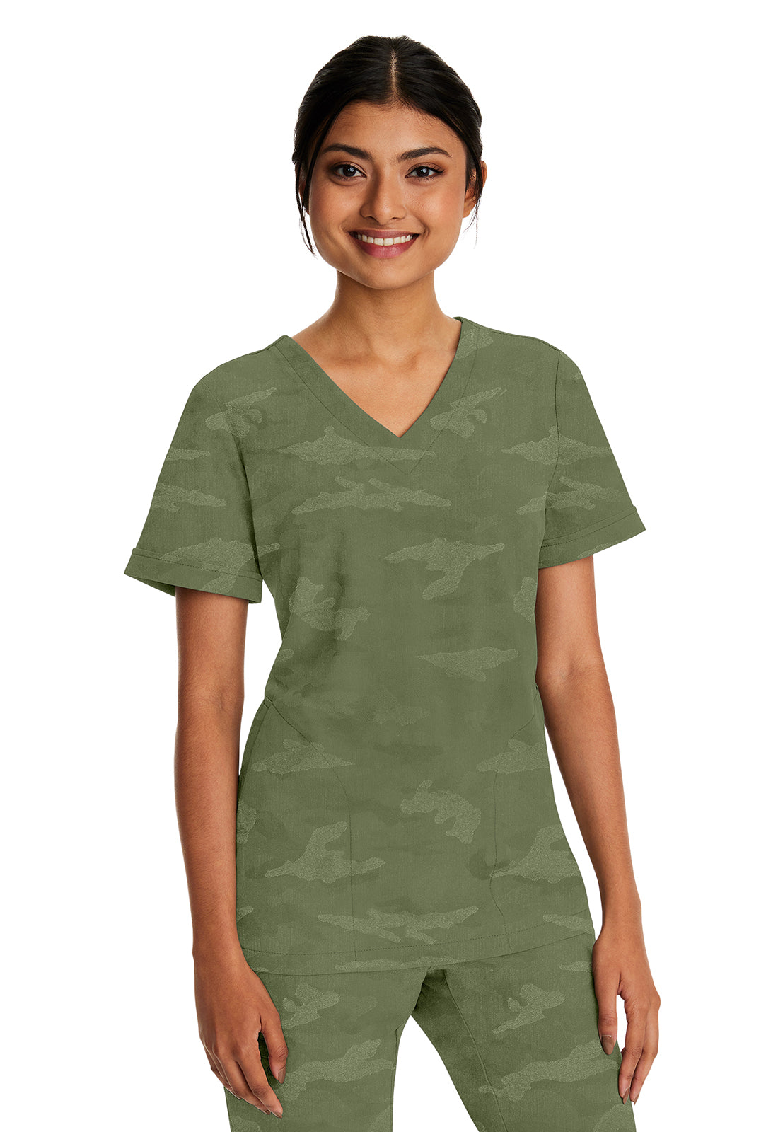 Healing Hands Purple Label Camo Scrubs Joy V Neck Top 2353