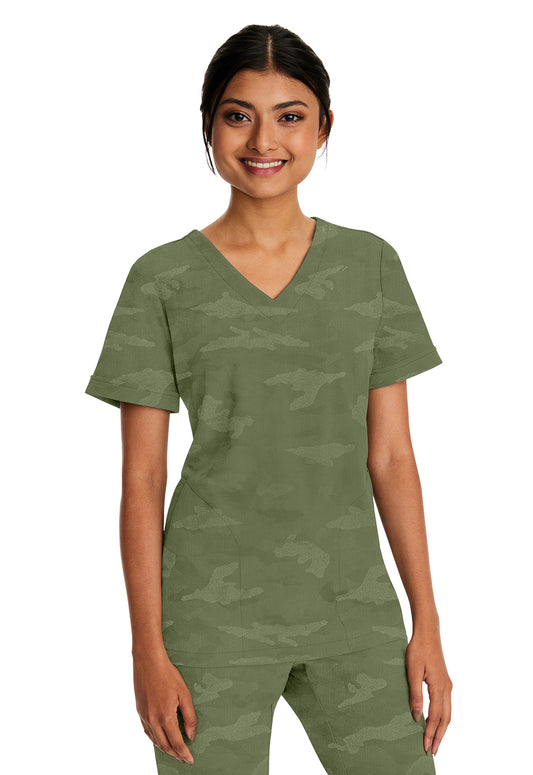 Healing Hands Purple Label Camo Scrubs Joy V Neck Top 2353