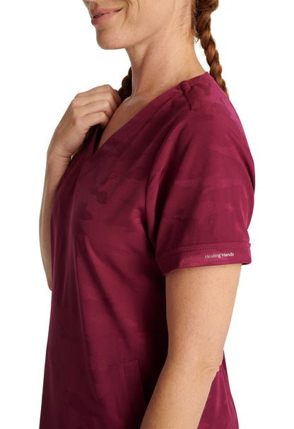 Healing Hands Purple Label Camo Scrubs Joy V Neck Top 2353