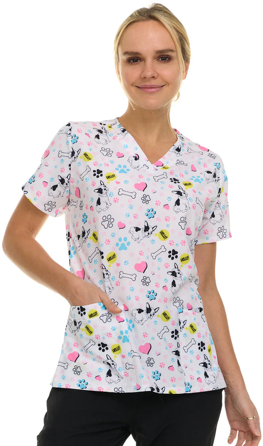 Hello Paws Medichic Print V Neck Scrub Top 4513 - 75