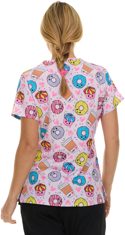 Coffee Lover Medichic Print V Neck Scrub Top 4513 - 80