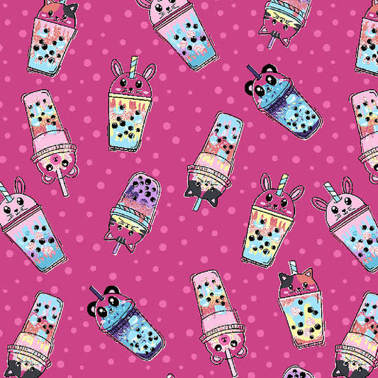 Boba Party Cherokee Scrubs Print V Neck Top CK856 BBAP