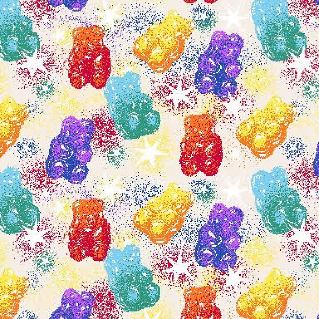 Beary Rainbow Cherokee Scrubs Print V Neck Top CK856 BRRW