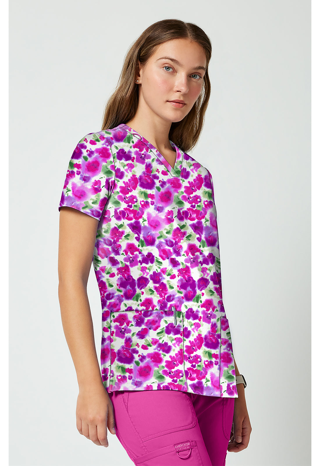 Dissolving Blooms Cherokee Achieve Scrubs V Neck Top CK00010 DVBS