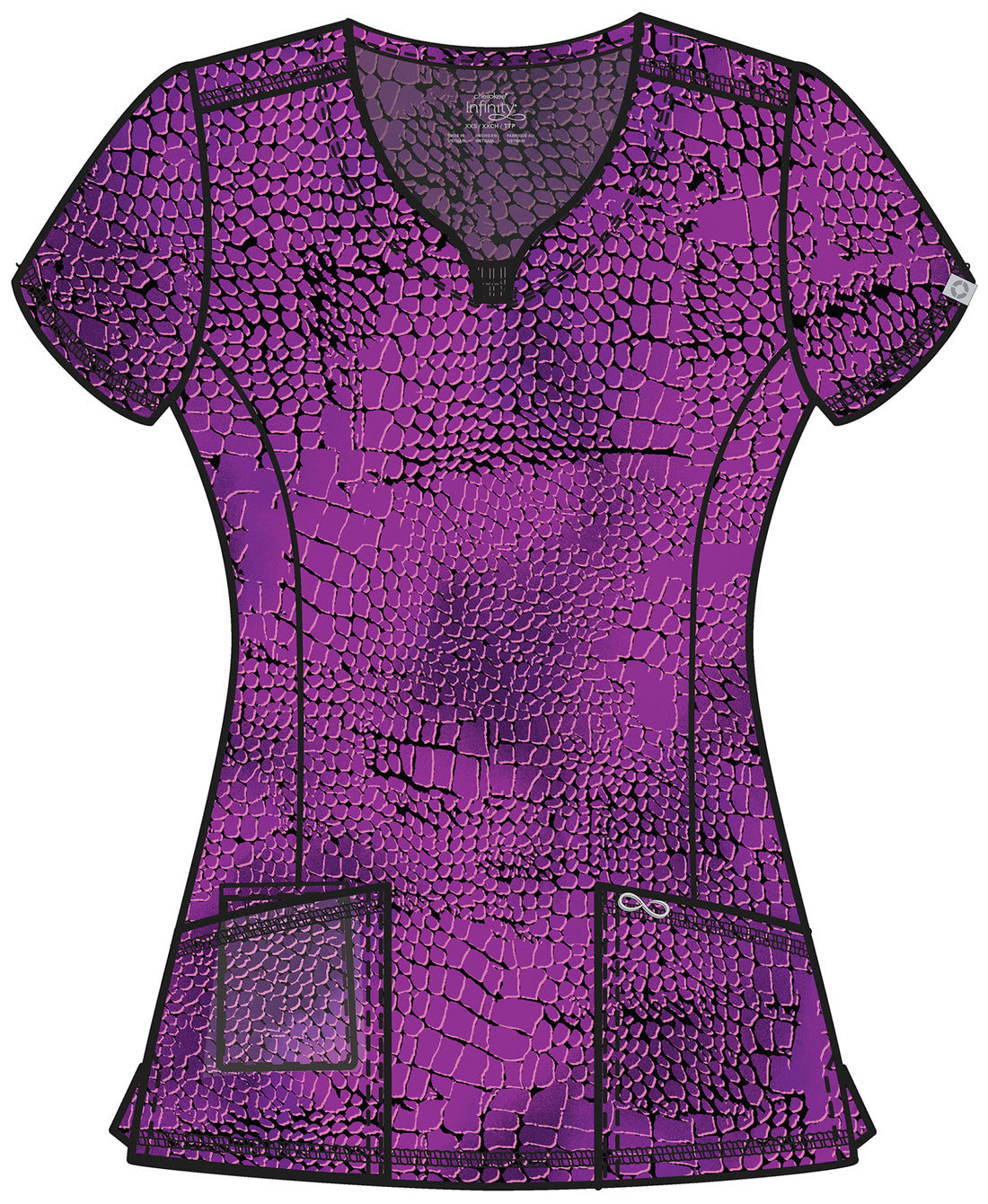 Pretty Python Cherokee Infinity Print Round Neck Scrub Top CK609 PRTY