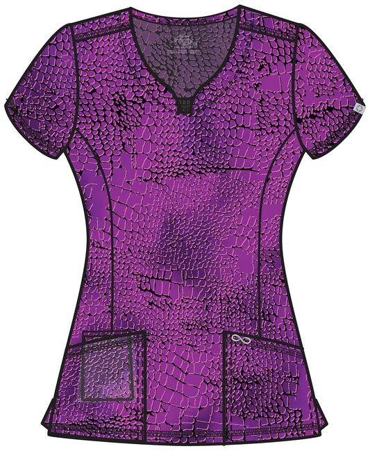 Pretty Python Cherokee Infinity Print Round Neck Scrub Top CK609 PRTY