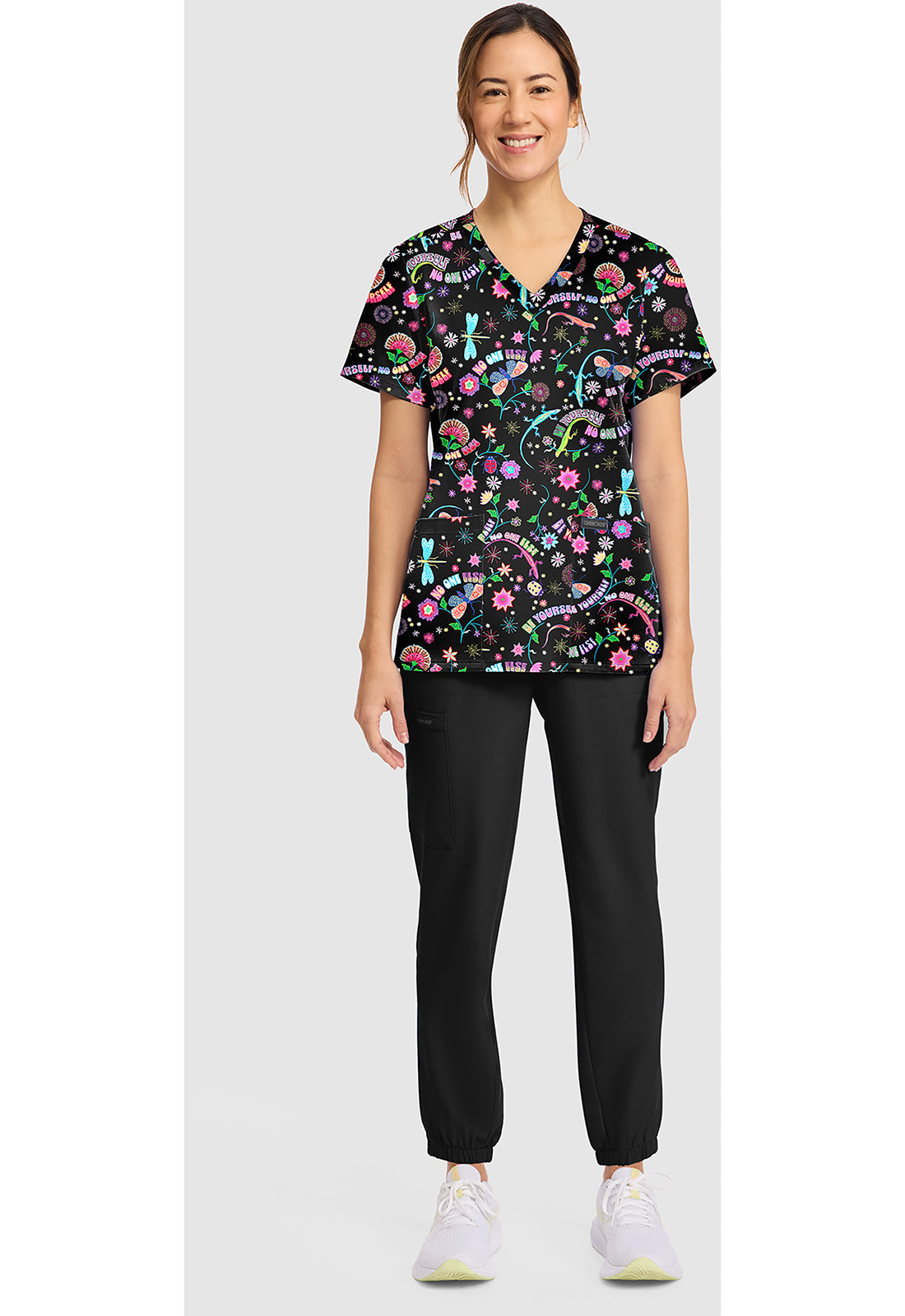 Celebrate You Cherokee Scrubs Print V Neck Top CK856 CEYU