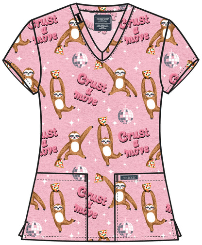 Crust A Move Cherokee Scrubs Print V Neck Top CK856 CRTV