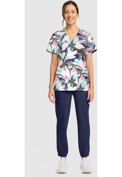 Foggy Floral Cherokee Print V Neck Scrub Top CK856 FGFY