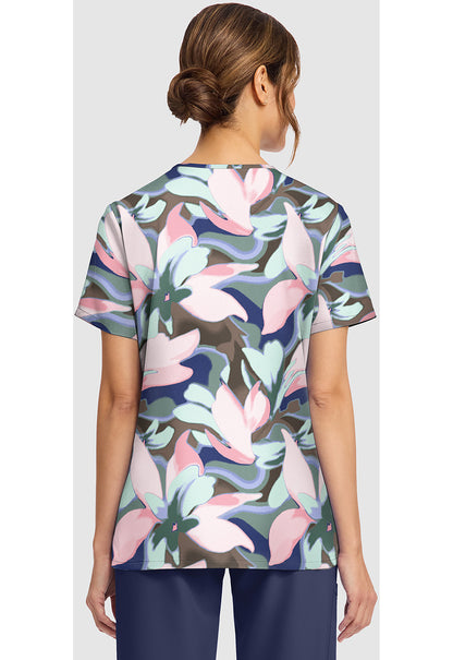 Foggy Floral Cherokee Print V Neck Scrub Top CK856 FGFY
