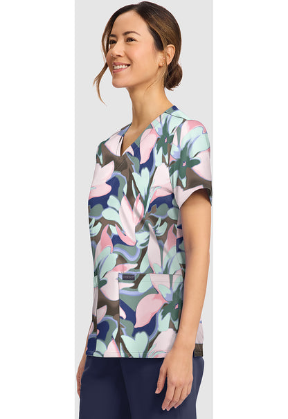 Foggy Floral Cherokee Print V Neck Scrub Top CK856 FGFY