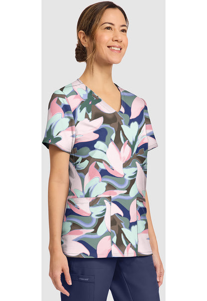 Foggy Floral Cherokee Print V Neck Scrub Top CK856 FGFY