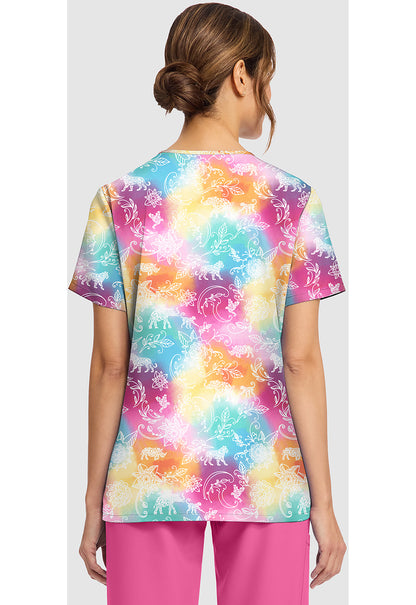 Ornate Jungle Cherokee Print V-Neck Scrub Top CK856 ONJL
