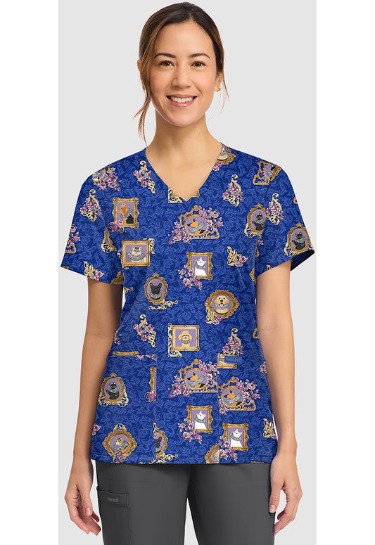 Pet Romantics Cherokee Print V-Neck Scrub Top CK856 PTRC