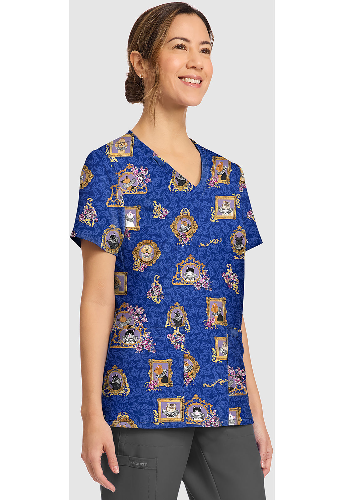Pet Romantics Cherokee Print V-Neck Scrub Top CK856 PTRC