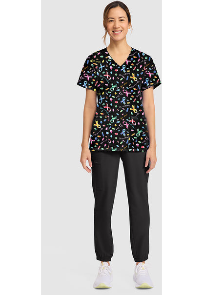 Shine Bright Cherokee Print All Awareness V-Neck Scrub Top CK856 SHBI
