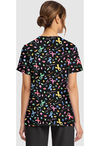 Shine Bright Cherokee Print All Awareness V-Neck Scrub Top CK856 SHBI