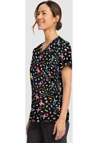 Shine Bright Cherokee Print All Awareness V-Neck Scrub Top CK856 SHBI