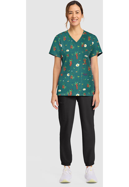 Tomato Garden Cherokee Print V-Neck Scrub Top CK856 TMGD