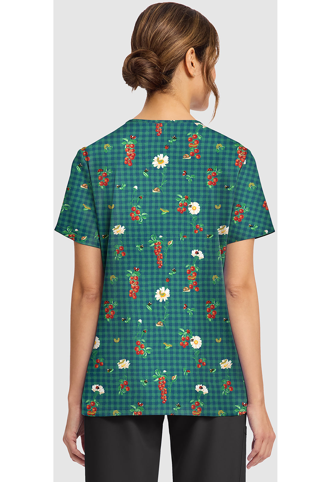 Tomato Garden Cherokee Print V-Neck Scrub Top CK856 TMGD