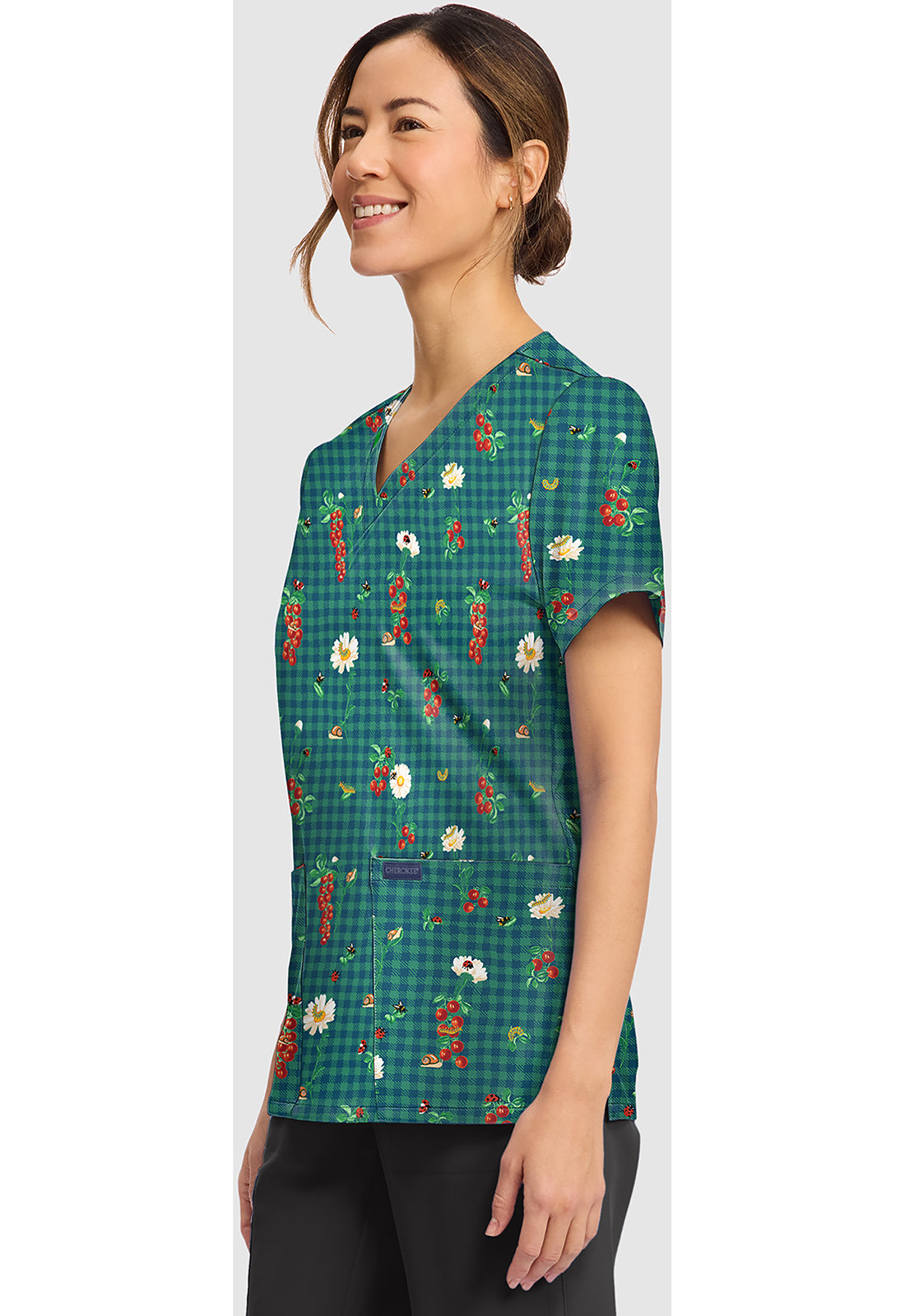 Tomato Garden Cherokee Print V-Neck Scrub Top CK856 TMGD