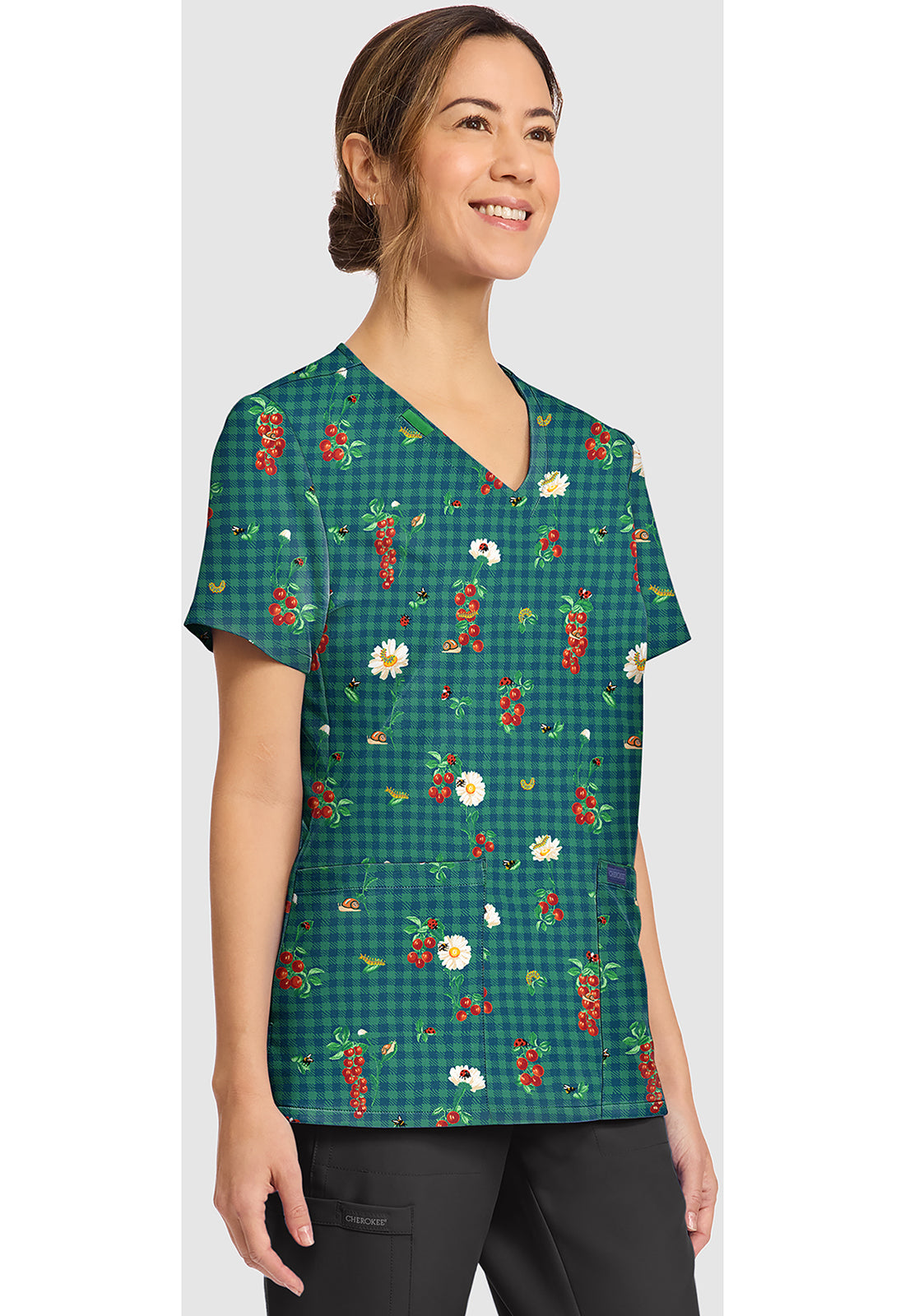 Tomato Garden Cherokee Print V-Neck Scrub Top CK856 TMGD