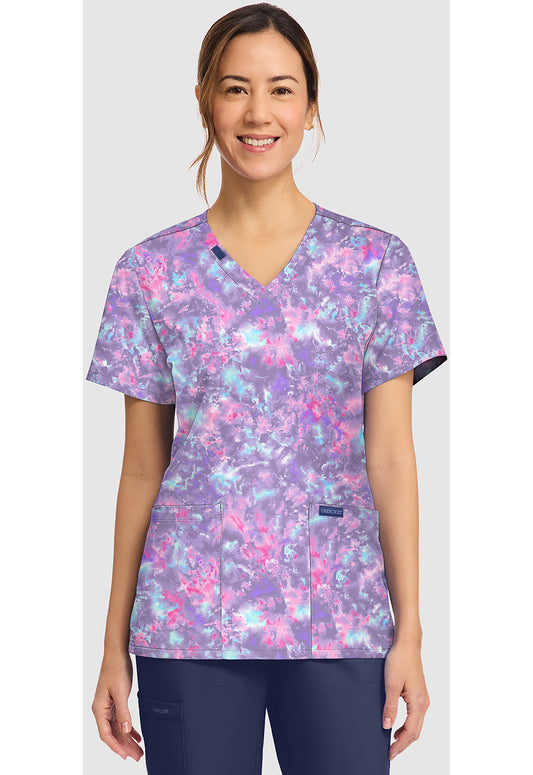 Violet Sunset Cherokee Print V-Neck Scrub Top CK856 VTST