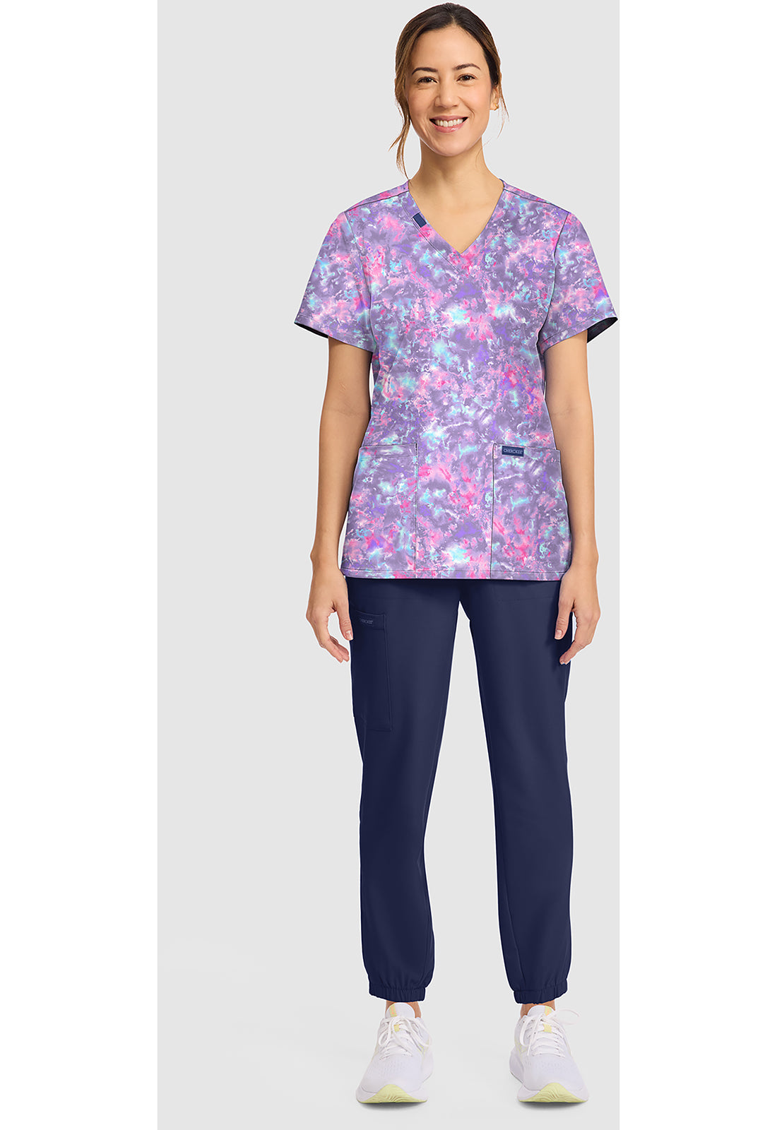 Violet Sunset Cherokee Print V-Neck Scrub Top CK856 VTST