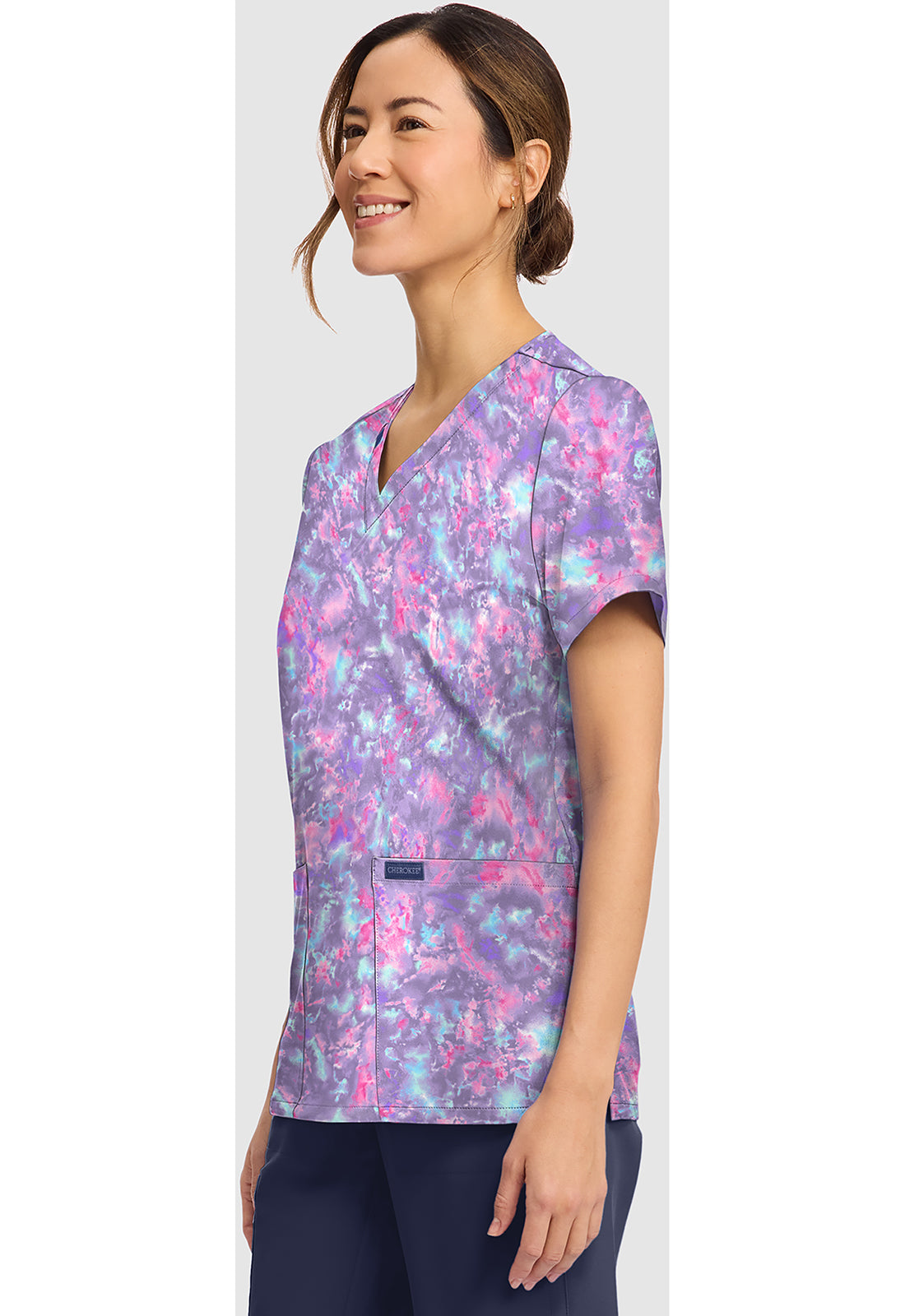 Violet Sunset Cherokee Print V-Neck Scrub Top CK856 VTST