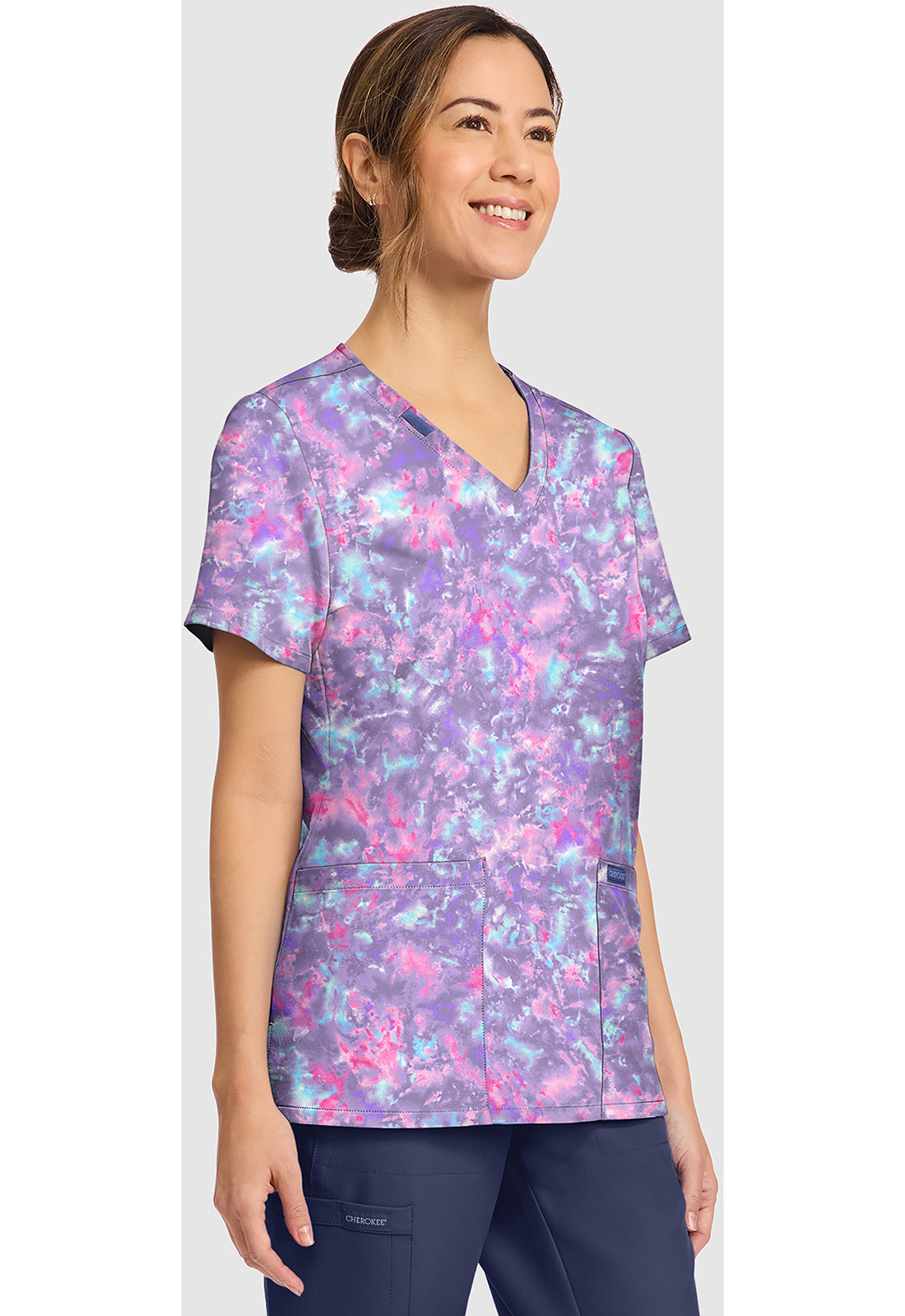 Violet Sunset Cherokee Print V-Neck Scrub Top CK856 VTST