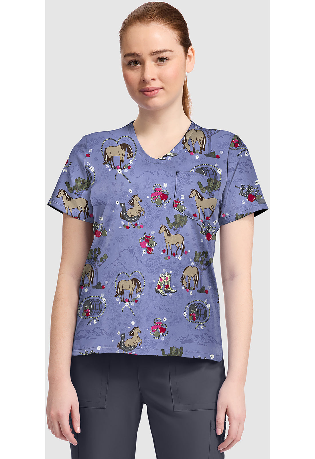 Country Girl Cherokee Print V Neck Scrub Top CK857 CYTG